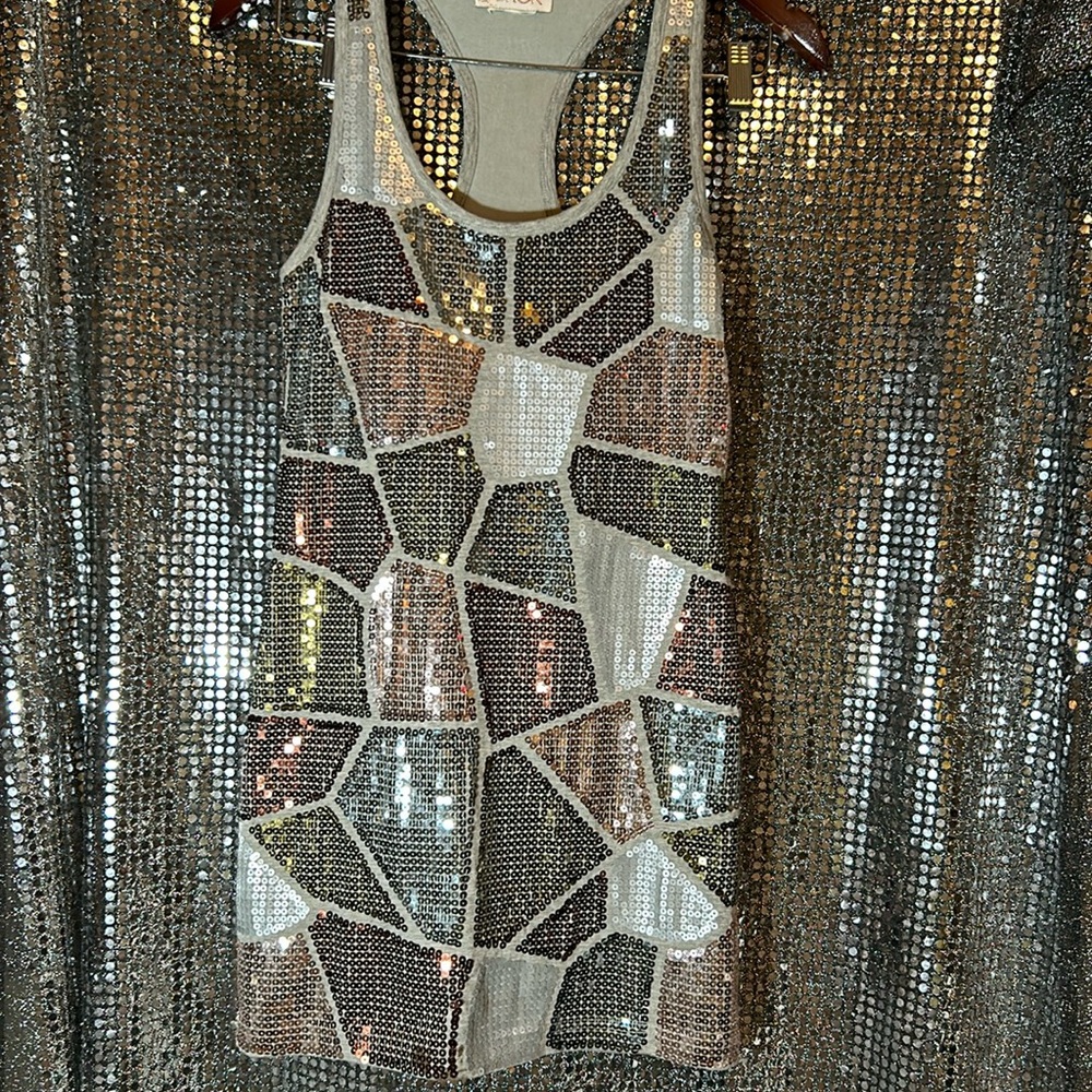 LaRok Silver and Copper Sequin Mini Dress